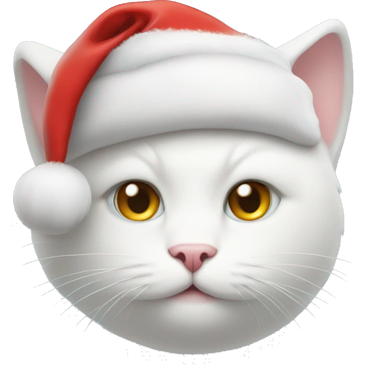 Round White cat face in Santa hat  emoji