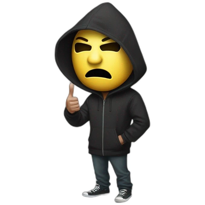 hooded guy wearing guy fawkes mask giving thumbs down emoji