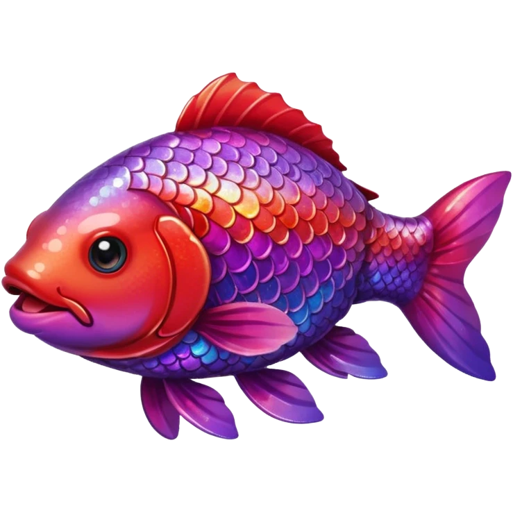 color gradient between red and purple glitter cute happy carp emoji