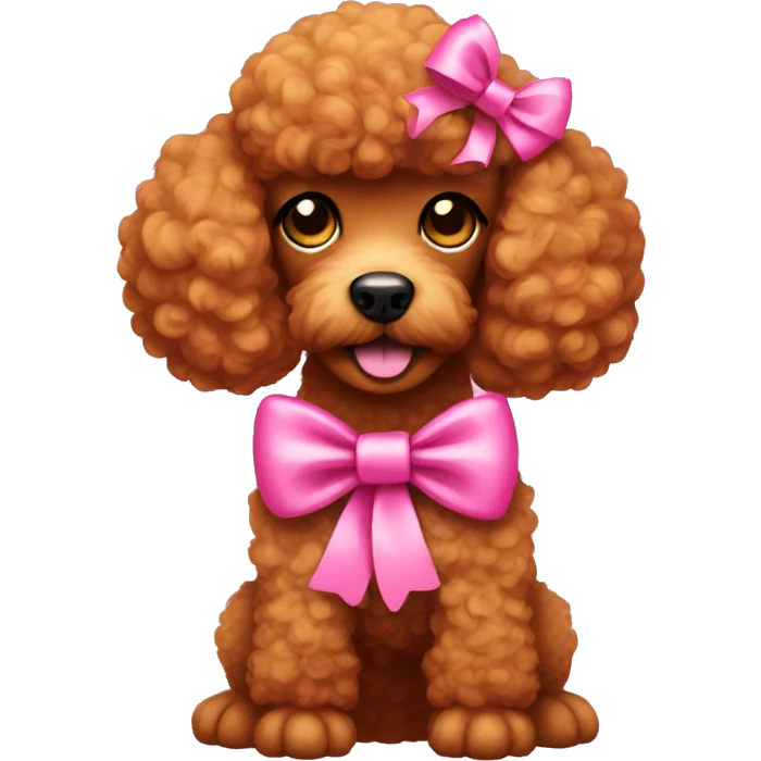 Red poodle wearing a pink bow emoji