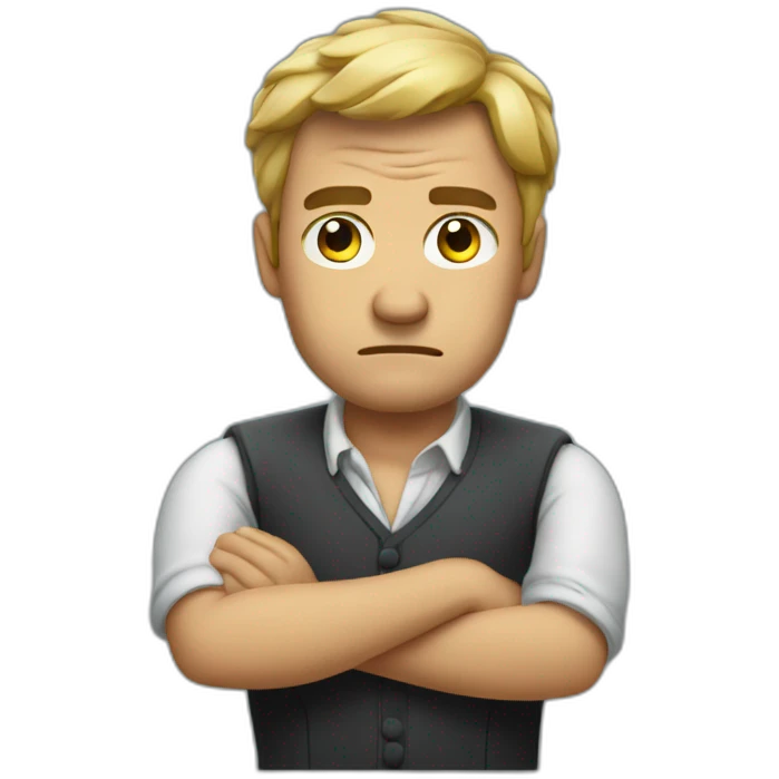 French angry man, stand up with his arms crossed emoji