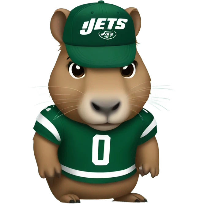 Capybara wearing a NY Jets shirt emoji
