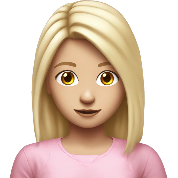 Blond white realistic girl, playin on PlayStation with a light pink setup  emoji