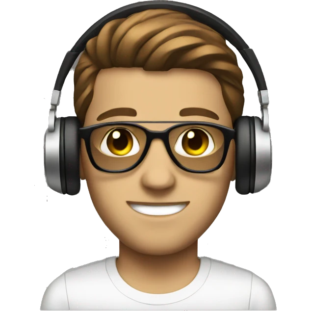 White dj with brown hair headphones emoji