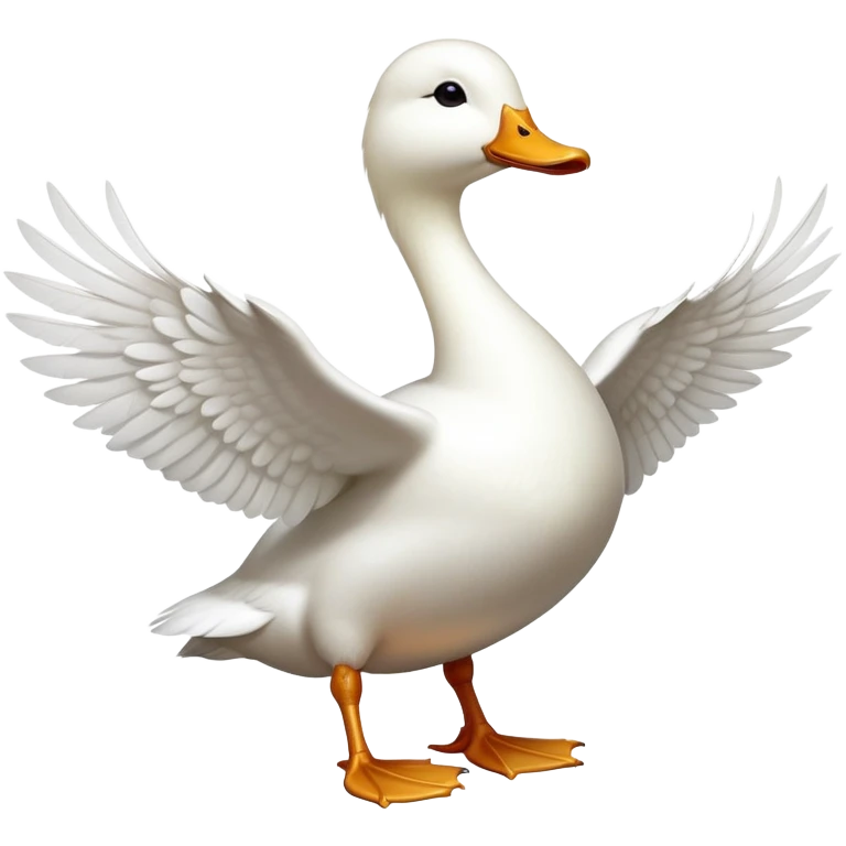 cinematic-[white duck]-realistic-full-body-perched-emoji,-wings-tucked-neatly,-head-tilted-dramatically,-sleek-[white]-feathers,-simplified-yet-realistic-focused-features,-highly-detailed,-glowing-with-an-almost-sarcastic-glow emoji
