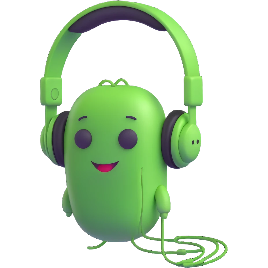 green pea wearing headphones emoji