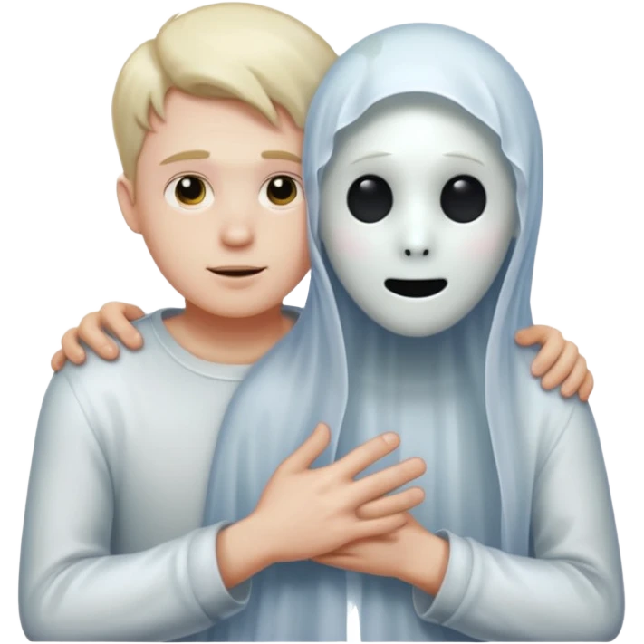 Ghost hugging man emoji