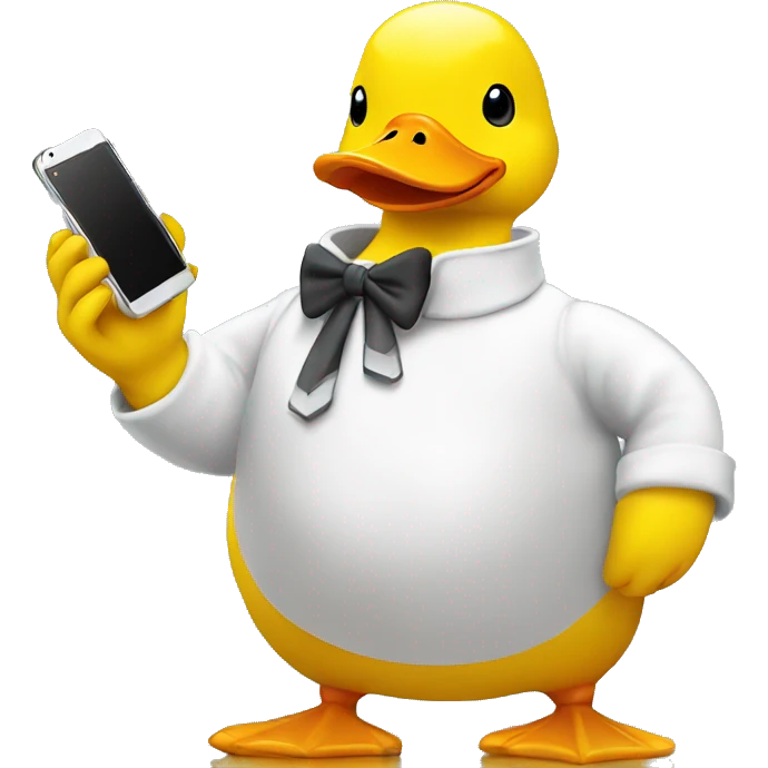 yellow duck holding a cellphone emoji