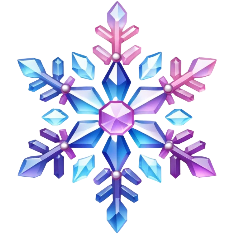 Gradient iridescent Pastel Pink violet blue white crystal gemstone snowflake  emoji