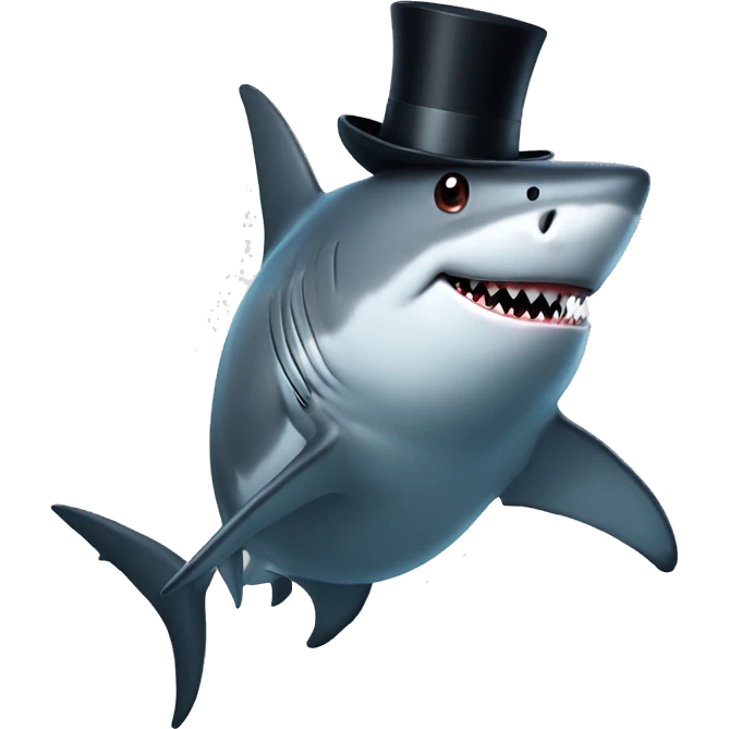 Shark with a top hat emoji