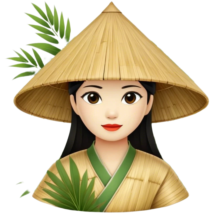 ​Cinematic Realistic Traditional Vietnamese Nón Lá, depicted as a delicately crafted conical hat made of bamboo and palm leaves with subtle texture and natural wear, set against a serene rural backdrop bathed in warm, soft sunlight, evoking authentic cultural heritage, emoji