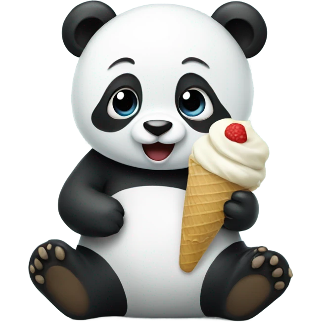 Panda eating ice cream emoji