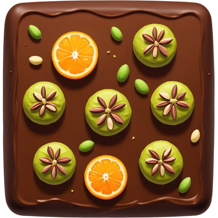 Chocolate square fudgy Bites with orange and pistachios  emoji