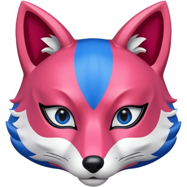 Red, blue and pink fox mask emoji