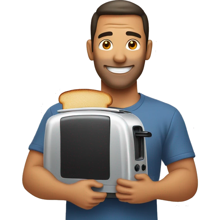man hugging a toaster emoji