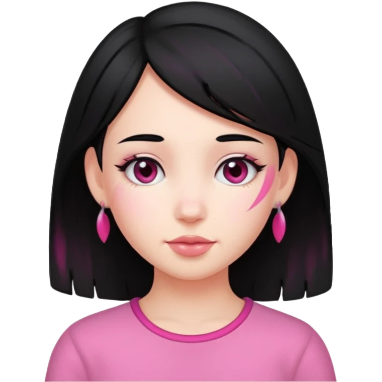 girl with black hair and pink streak by ear emoji