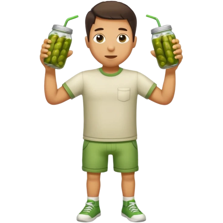 human drinking pickles whole body with three legs and four arms emoji
