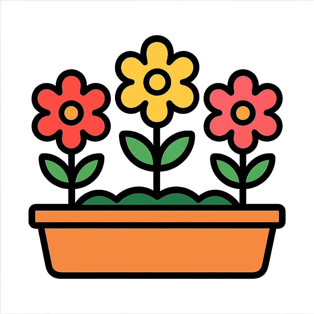 flower bed color outline icon style emoji