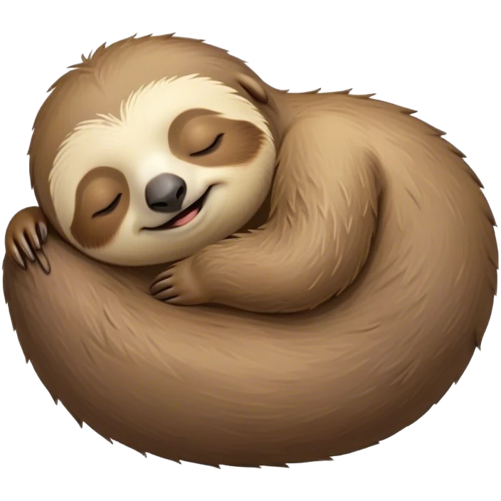 Meme-Worthy cute Sleeping Sloth Portrait Emoji, Head resting peacefully with a contented smile, showcasing a luxuriously soft, fuzzy form and eyes gently closed in serene slumber, Simplified yet comically adorable features, highly detailed, glowing with a soft, drowsy glow, high shine, relaxed and utterly lovable, stylized with an air of playful laziness, bright and heartwarming, soft glowing outline, capturing the essence of a sleeping sloth that feels destined to become the next viral icon of adorable rest! emoji