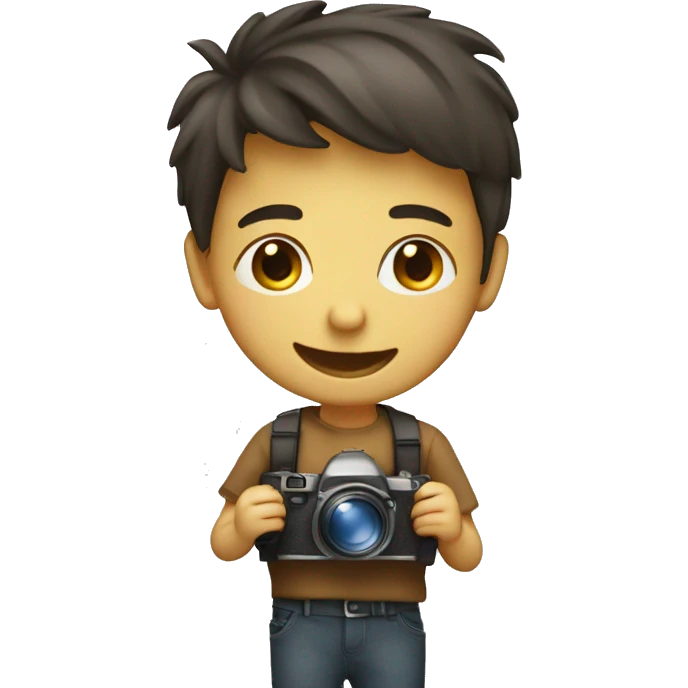 create a smiling boy emoji with camera photography emoji