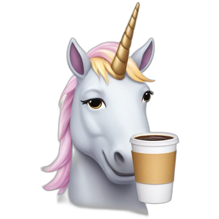 unicorn drinking coffee emoji