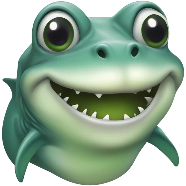 a frog giving a kiss to a shark emoji