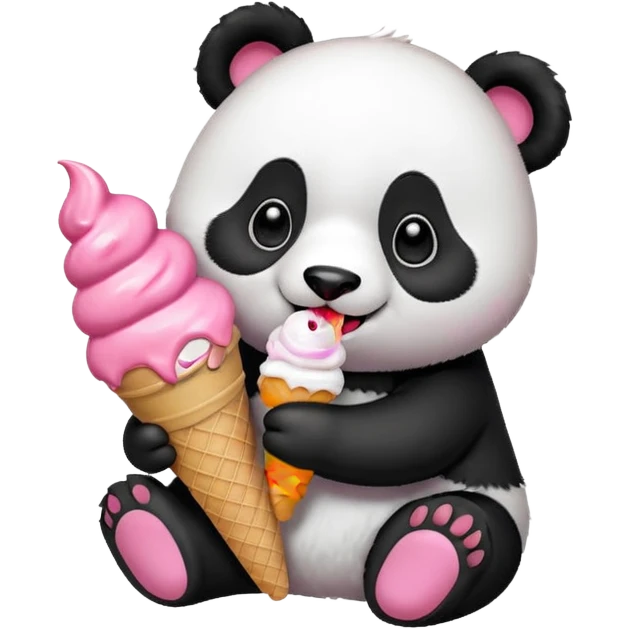 Panda eating ice cream emoji