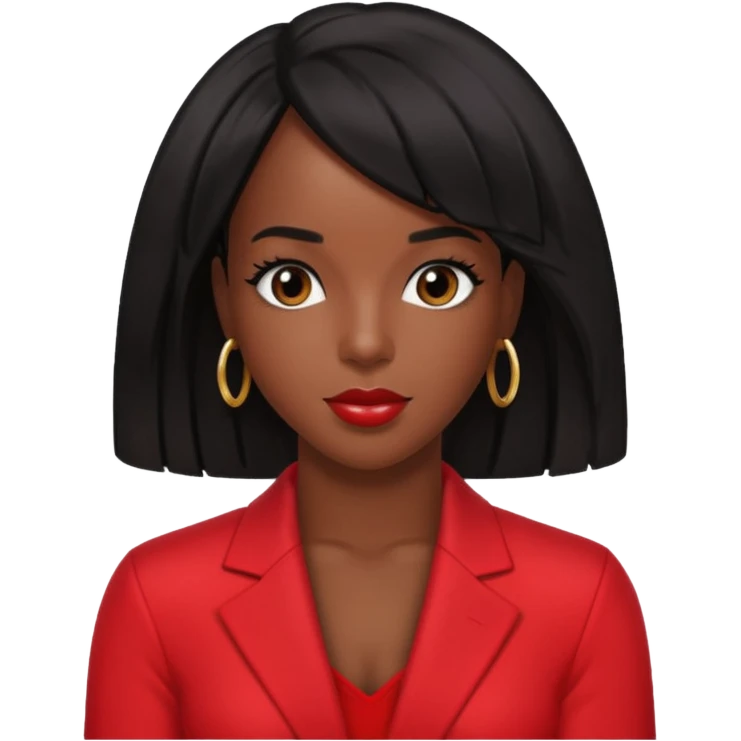 Kelly Rowland with black hair, red outfit emoji