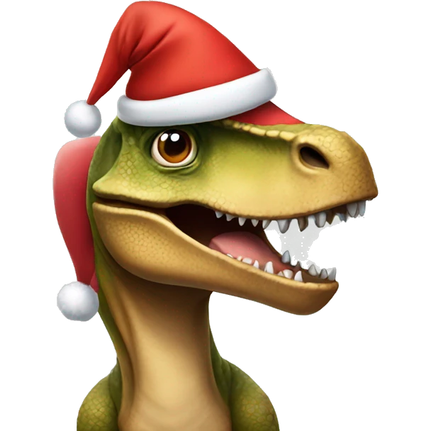 dinosaur wearing christmas hat emoji