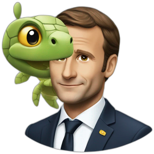 Macron sur tortue emoji