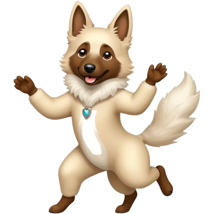 White belgian Shepard Dancing in the fall emoji