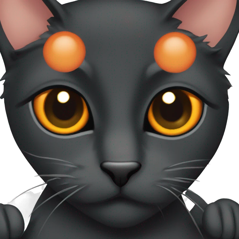 All black cat orange eyes with pastise emoji