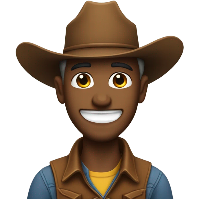 smiling cowboy with a single tear on face emoji