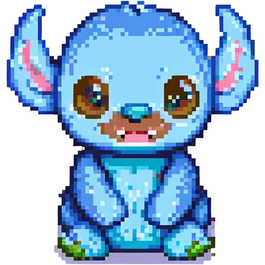 Stitch from Lilo & Stitch, cute and expressive pixel art emoji