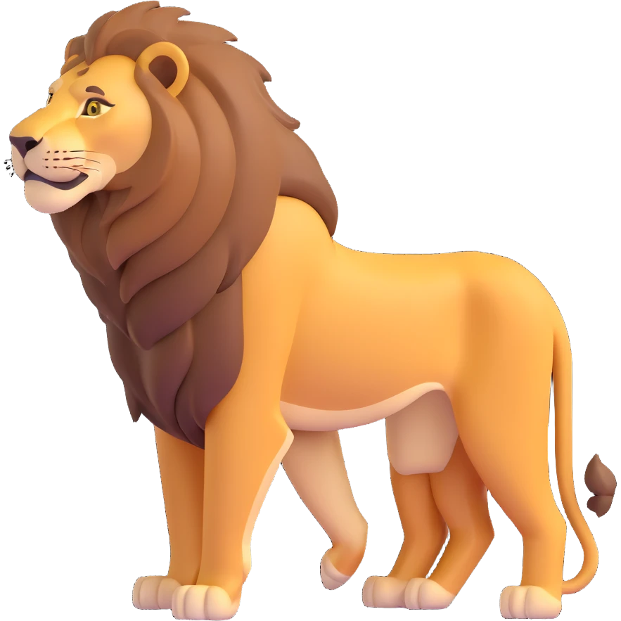 FULL BODY panthera leo male style wild, full flat cute side profile design in 3d soft l centered composition cartoon style128x128 pixels emoji