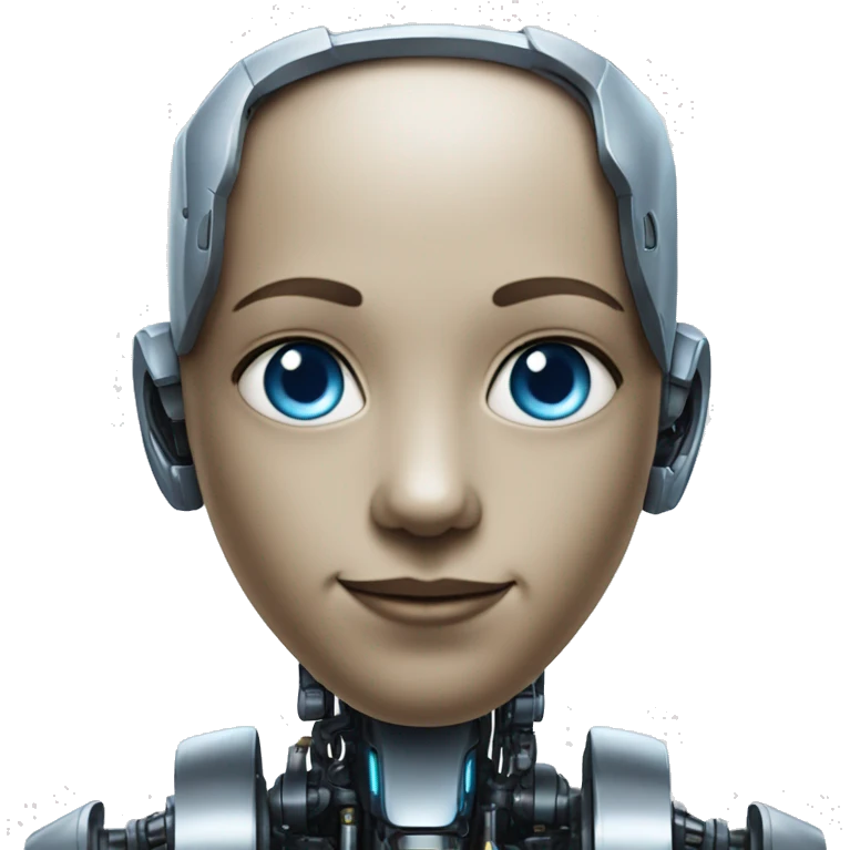 I robot sunny with blue eyes and human-like ears emoji