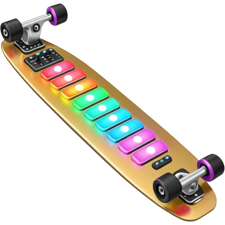 A longboard DJ mixer with faders, EQ knobs, and colorful LEDs.
 emoji