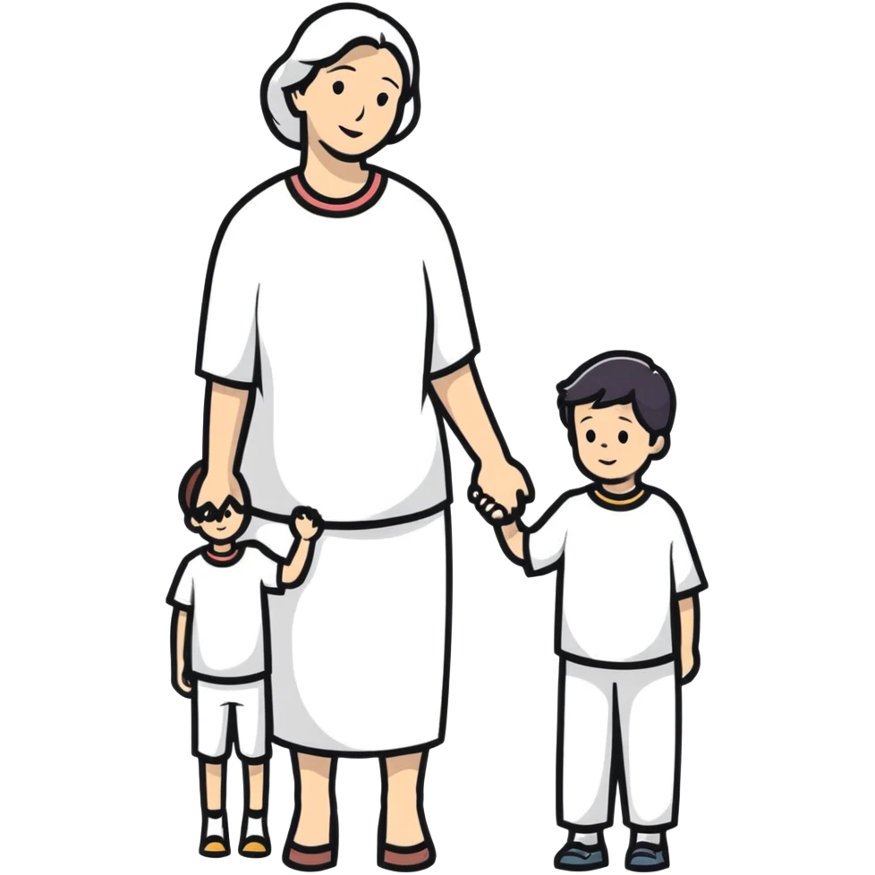 Mother holding hands with her son emoji