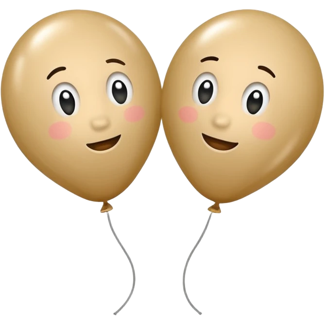 Two beige balloons left up, right down emoji