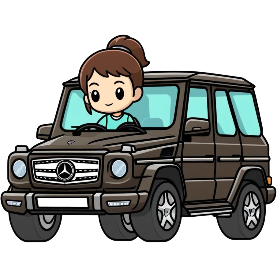 Karen driving a small black Mercedes Benz SUV ￼ emoji