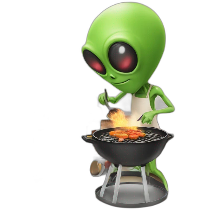 Alien cooking bbq emoji