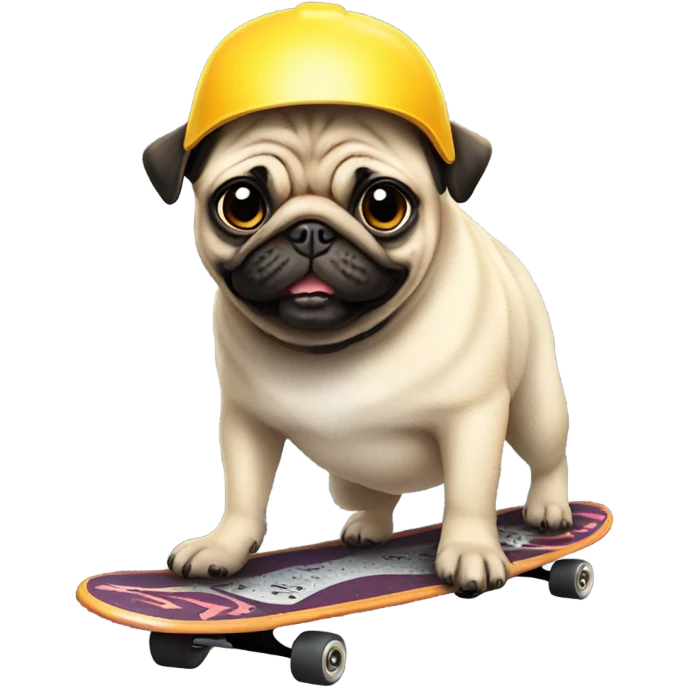 Pug skateboarding  emoji
