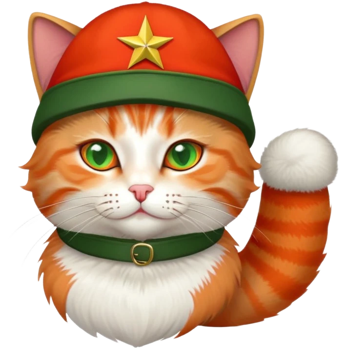 cat wearing soviet ushanka hat with red star and hammer and sickle symbol emoji