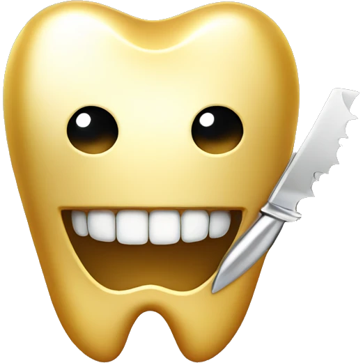 Tooth gold smiling with a knife emoji