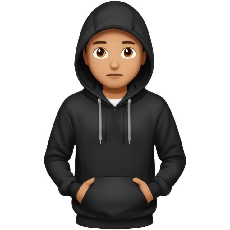 fullbody Mysterious man in black hoodie, hands in pockets emoji
