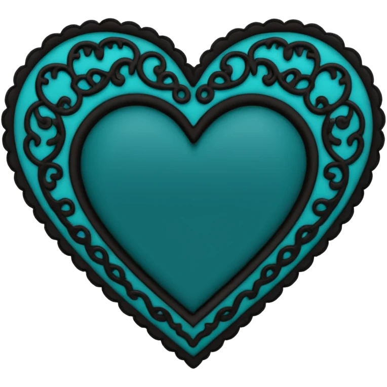 dark teal heart with black lace emoji