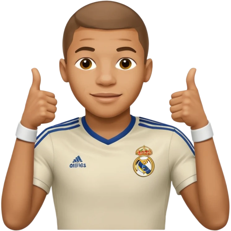 Mbappe hands crossed and thumbs up celebration for Real Madrid emoji