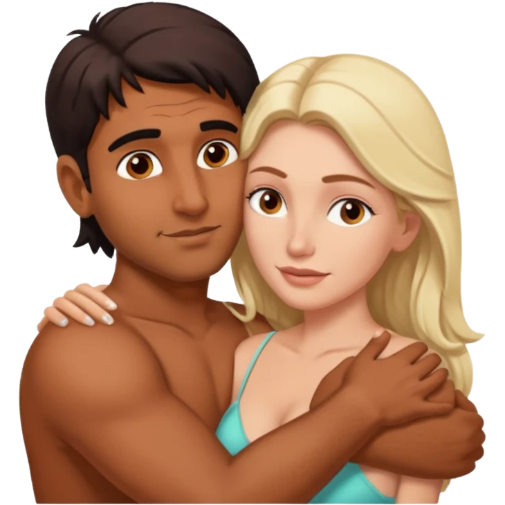 Spooning naked Indian man white woman emoji