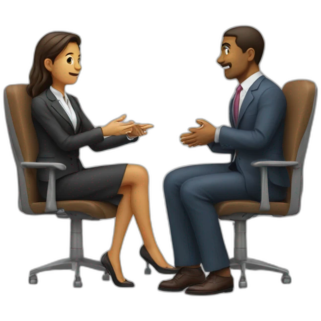 2 people talking job interview semi casual emoji