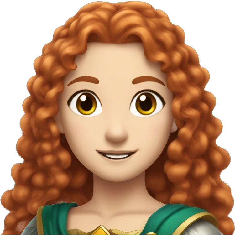a white girl with long red curly hair and freckles, cosplaying Princess Zelda posing and smiling emoji